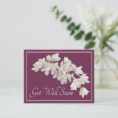Witte orchideeën paarse achtergrond beterschap briefkaart (Staand voorkant)