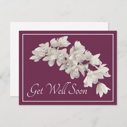 Witte orchideeën Paarse achtergrond Briefkaart (Voorkant / Achterkant)