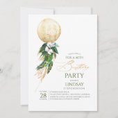 Witte orchideeën palm bladeren gouden ballon verja kaart (Voorkant)