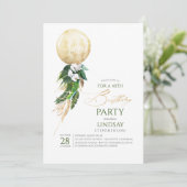 Witte orchideeën palm bladeren gouden ballon verja kaart (Staand voorkant)