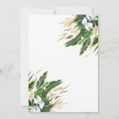 Witte orchideeën palmbladeren gouden ballon Oh Bab Kaart (Achterkant)