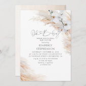 Witte Orchideeën Pampas Grass Oh Baby shower Kaart (Voorkant / Achterkant)