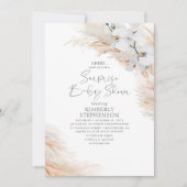 Witte Orchideeën Pampas Grass Surprise Baby shower Kaart (Voorkant)