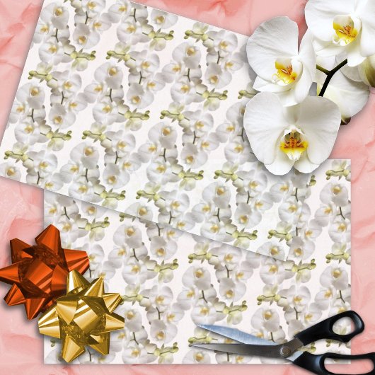 Witte Orchideeën Patroon Tissuepapier