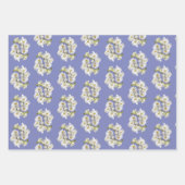 Witte orchideeën periwinkle blauw lavendel inpakpapier vel (Voorkant 3)