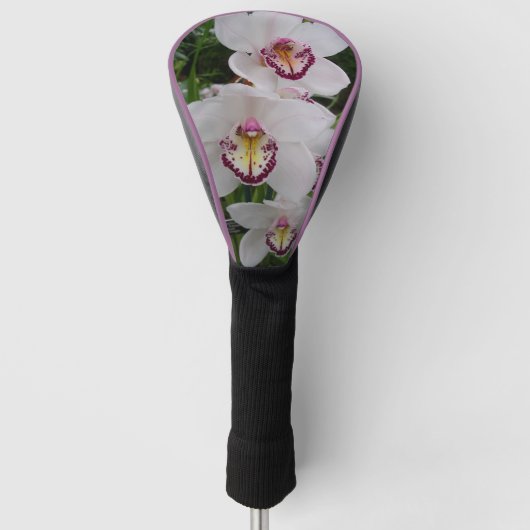 Witte orchideeën prachtige tropische bloemen golfheadcover (Voorkant)