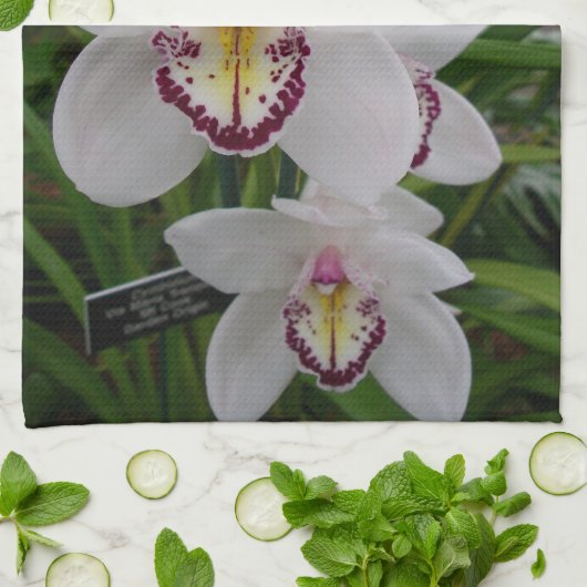 Witte orchideeën prachtige tropische bloemen theedoek (Gevouwen)