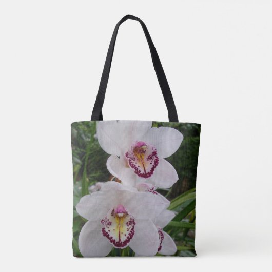 Witte orchideeën prachtige tropische bloemen tote bag (Achterkant)