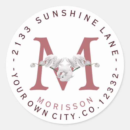 Witte Orchideeën Ronde Adressticker Sticker (Voorkant)