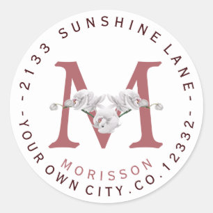 Witte Orchideeën Ronde Adressticker Sticker