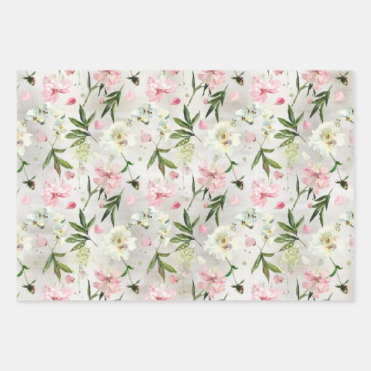 Witte orchideeën Roze pony's en bloemkool Garden Inpakpapier Vel (Voorkant 2)