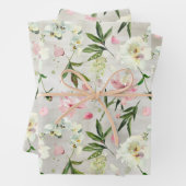 Witte orchideeën Roze pony's en bloemkool Garden Inpakpapier Vel (In situ)