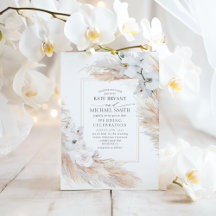 Witte orchideeën Rozen en Pampas Grass Wedding