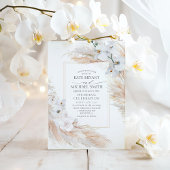 Witte orchideeën Rozen en Pampas Grass Wedding Kaart