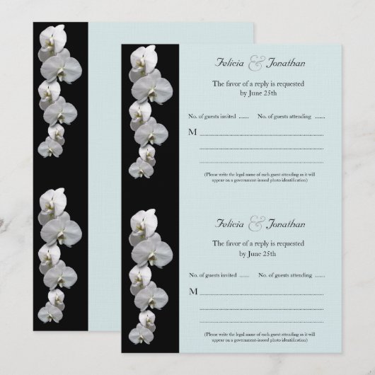 Witte orchideeën RSVP Kaart (Voorkant / Achterkant)