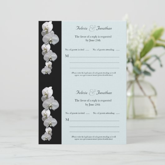 Witte orchideeën RSVP Kaart (Staand voorkant)