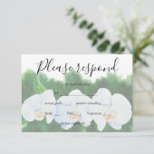 witte orchideeën RSVP kaartje (Staand voorkant)