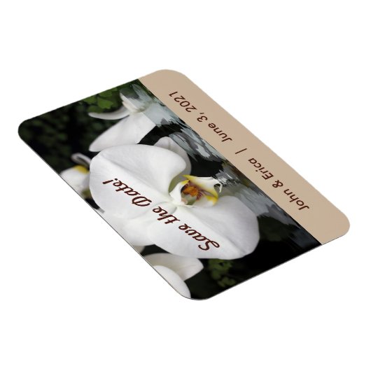 Witte Orchideeën sparen de Datum Flexibel Magnet Magneet (Rechterzijde)