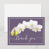 Witte orchideeën tegen Paarse achtergrond Dank je  Briefkaart (Voorkant / Achterkant)