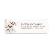 Witte Orchideeën Terracotta Bloem Botanisch Boho Etiket (Voorkant)