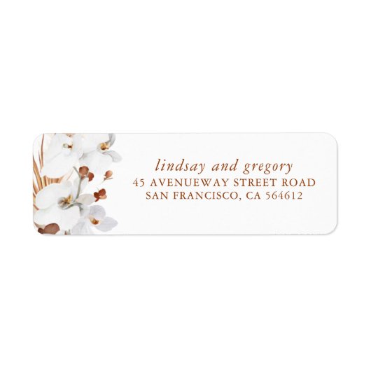 Witte Orchideeën Terracotta Bloemen  Etiket (Voorkant)