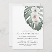 Witte Orchideeën Tropical Paradise 50ste Jubileum Kaart (Voorkant)