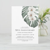 Witte Orchideeën Tropical Paradise 50ste Jubileum Kaart (Staand voorkant)