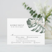 Witte Orchideeën Tropisch Huwelijk RSVP met Hoofdg (Staand voorkant)