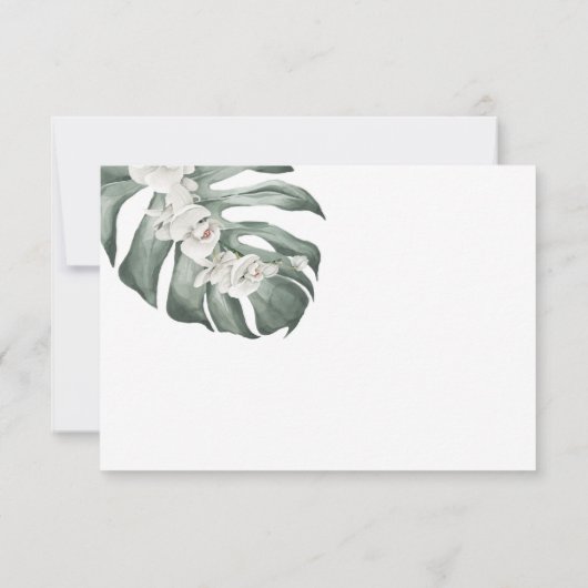 Witte Orchideeën Tropisch Huwelijk RSVP met Hoofdg (Achterkant)