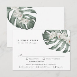 Witte Orchideeën Tropisch Huwelijk RSVP met Hoofdg