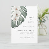 Witte Orchideeën Tropisch Paradijs Datum Besparen Save The Date (Staand voorkant)