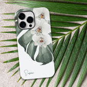 Witte Orchideeën Tropische Bloemen met Jouw naam Case-Mate iPhone Case