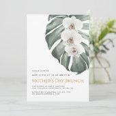 Witte Orchideeën Tropische Bloemen Moederdag Brunc Kaart (Staand voorkant)