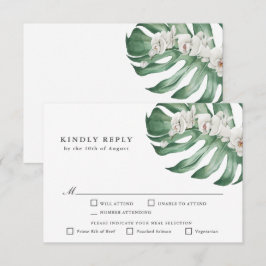 Witte Orchideeën Tropische Bruiloft RSVP met Entre