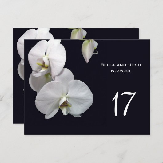 Witte Orchideeën Trouwtafel Kaart Postca (Voorkant / Achterkant)