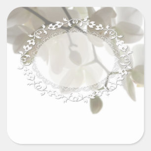 Witte orchideeën vierkante sticker