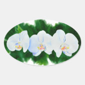 Witte orchideeën waterkleur bloemig ovale sticker (Voorkant)