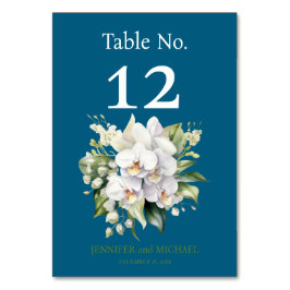 Witte Orchideeën Waterverf Trouwtafel Nummer Kaart