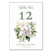 Witte Orchideeën Waterverf Trouwtafel Nummer Kaart (Voorkant)