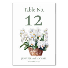 Witte Orchideeën Waterverf Trouwtafel Nummer Kaart