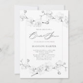 Witte Orchideeën Zwart Wit Art Modern Vrijgezellen Kaart (Voorkant)