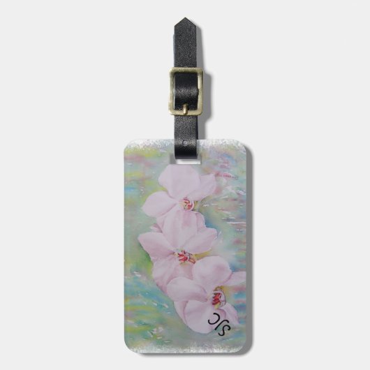 WITTE ORCHIDEN GEPERSONALISEERD BAGAGELABEL (Voorkant verticaal)