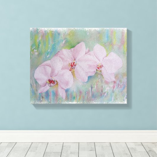 WITTE ORCHIDEN MET GEWRAPPEERDE KANVAS-BETALING CANVAS AFDRUK (Insitu (Houten vloer))
