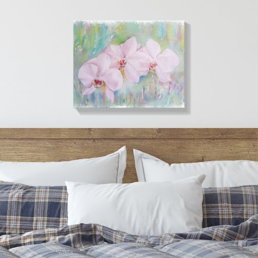 WITTE ORCHIDEN MET GEWRAPPEERDE KANVAS-BETALING CANVAS AFDRUK (Insitu (Slaapkamer))