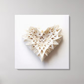 Witte origami hart canvas afdruk (Voorkant)