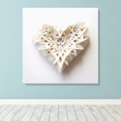 Witte origami hart canvas afdruk (Insitu (Houten vloer))