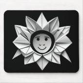 Witte origami ster met glimlach muismat (Voorkant)