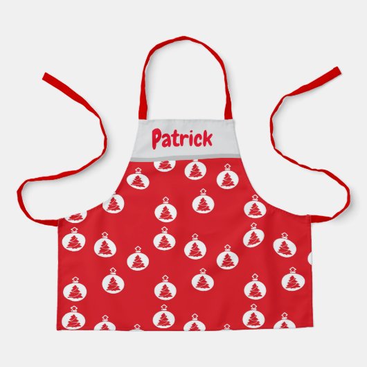 Witte ornamenten op rood schort (Voorkant)