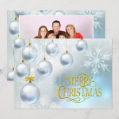 Witte Ornamenten Prettig Kerstfeest - Personalisee Feestdagenkaart (Voorkant / Achterkant)