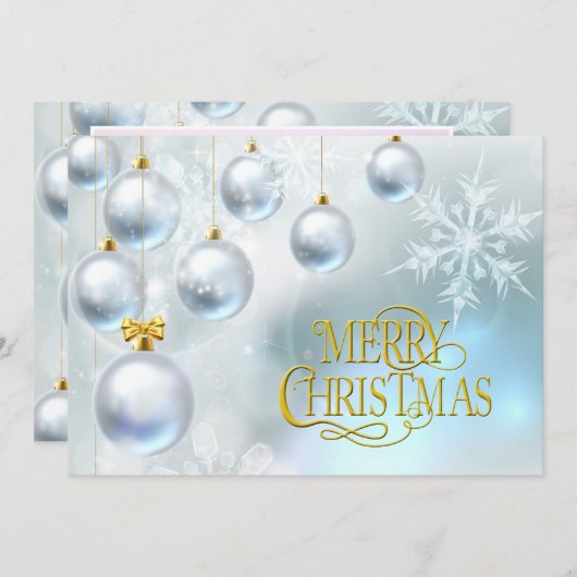 Witte Ornamenten Prettig Kerstfeest - Personalisee Feestdagenkaart (Voorkant / Achterkant)